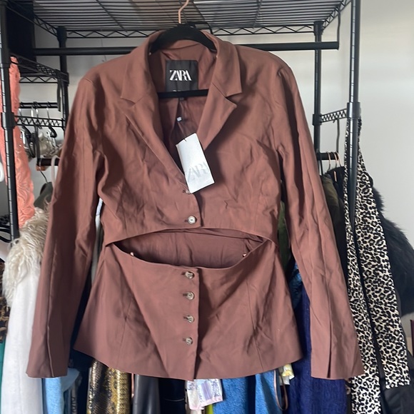 Zara Cut-Out Fitted Blazer L - Picture 5 of 10